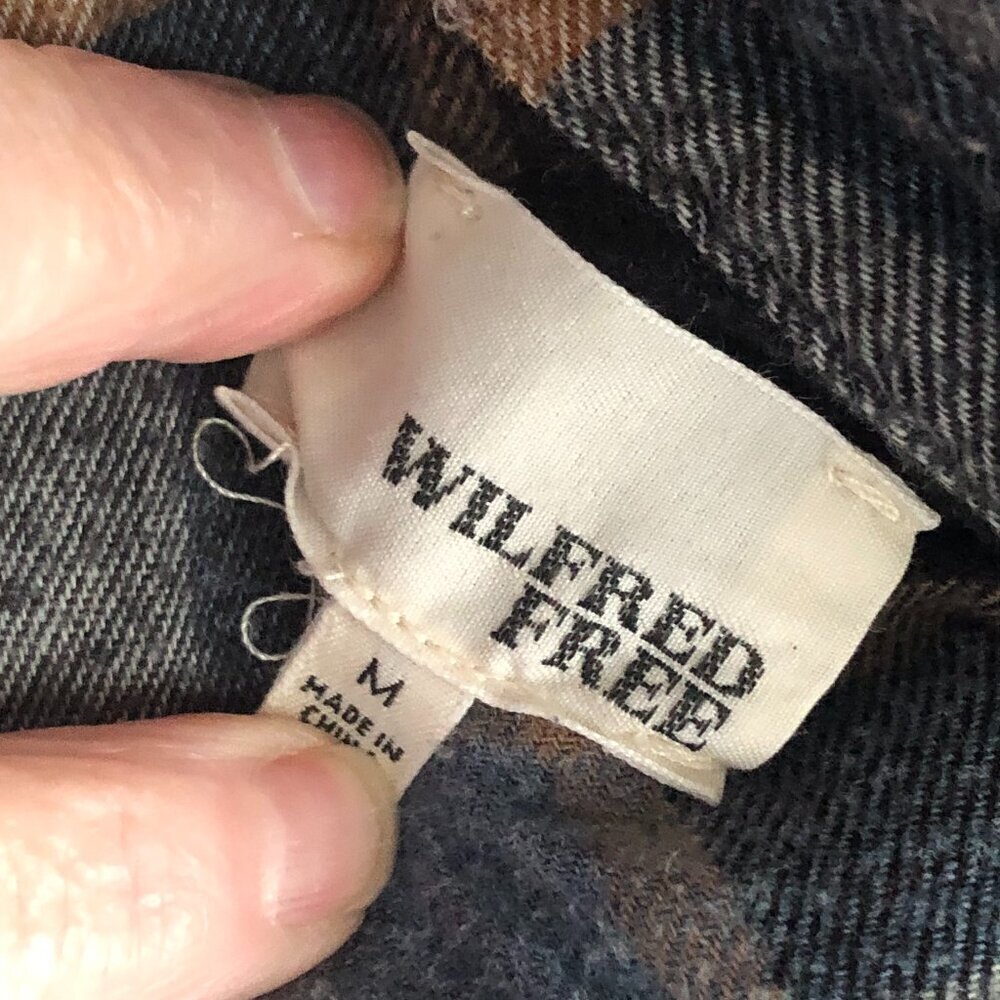 Aritiza Wilfred Free Black Gray Rust Plaid Flannel Button Shirt Women's size M - Picture 2 of 10